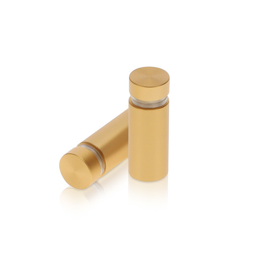 1/2'' Diameter X 1'' Barrel Length, Aluminum Flat Head Standoffs, Matte Champagne Anodized Finish Easy Fasten Standoff (For Inside / Outside use) Tamper Proof Standoff [Required Material Hole Size: 3/8'']