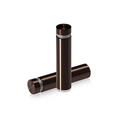 1/2'' Diameter X 1-3/4'' Barrel Length, Aluminum Flat Head Standoffs, Bronze Anodized Finish Easy Fasten Standoff (For Inside / Outside use) Tamper Proof Standoff [Required Material Hole Size: 3/8'']