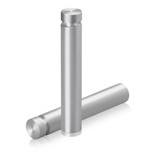 1/2'' Diameter X 2-1/2'' Barrel Length, Aluminum Flat Head Standoffs, Clear Anodized Finish Easy Fasten Standoff (For Inside / Outside use) Tamper Proof Standoff [Required Material Hole Size: 3/8'']