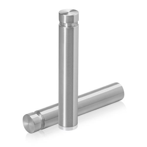 1/2'' Diameter X 2-1/2'' Barrel Length, Aluminum Flat Head Standoffs, Shiny Anodized Finish Easy Fasten Standoff (For Inside / Outside use) Tamper Proof Standoff [Required Material Hole Size: 3/8'']
