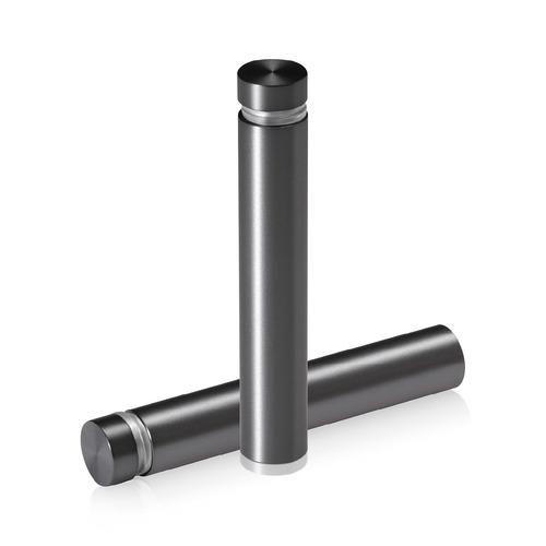 1/2'' Diameter X 2-1/2'' Barrel Length, Aluminum Flat Head Standoffs, Titanium Anodized Finish Easy Fasten Standoff (For Inside / Outside use) Tamper Proof Standoff [Required Material Hole Size: 3/8'']
