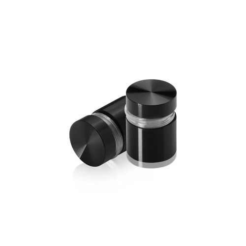 5/8'' Diameter X 1/2'' Barrel Length, Aluminum Flat Head Standoffs, Black Anodized Finish Easy Fasten Standoff (For Inside / Outside use) Tamper Proof Standoff [Required Material Hole Size: 7/16'']
