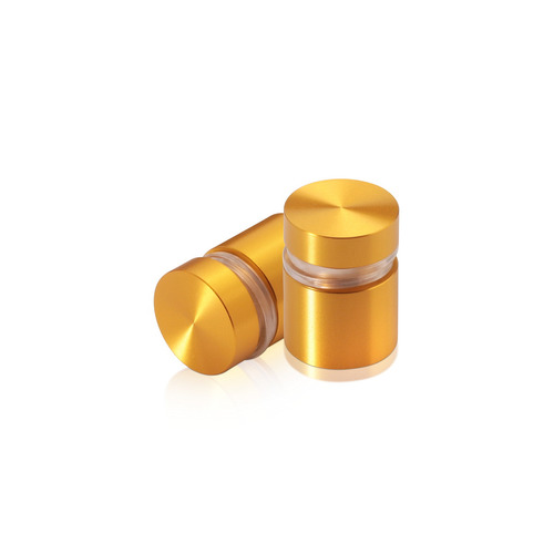 5/8'' Diameter X 1/2'' Barrel Length, Aluminum Flat Head Standoffs, Gold Anodized Finish Easy Fasten Standoff (For Inside / Outside use) Tamper Proof Standoff [Required Material Hole Size: 7/16'']