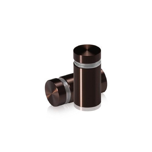 5/8'' Diameter X 1'' Barrel Length, Aluminum Flat Head Standoffs, Bronze Anodized Finish Easy Fasten Standoff (For Inside / Outside use) Tamper Proof Standoff [Required Material Hole Size: 7/16'']