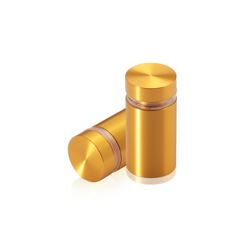 5/8'' Diameter X 1'' Barrel Length, Aluminum Flat Head Standoffs, Gold Anodized Finish Easy Fasten Standoff (For Inside / Outside use) Tamper Proof Standoff [Required Material Hole Size: 7/16'']