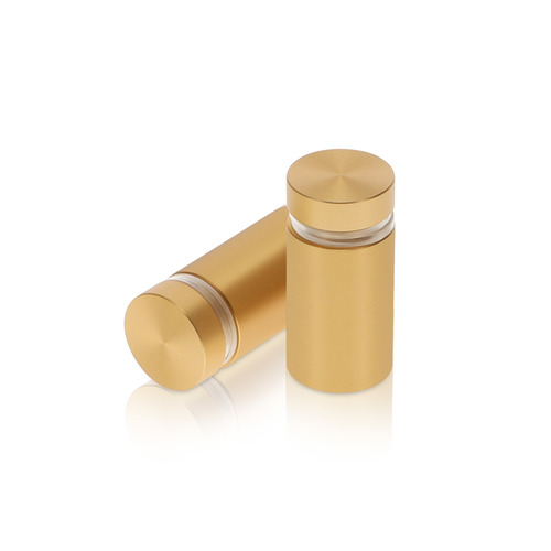5/8'' Diameter X 1'' Barrel Length, Aluminum Flat Head Standoffs, Matte Champagne Anodized Finish Easy Fasten Standoff (For Inside / Outside use) Tamper Proof Standoff [Required Material Hole Size: 7/16'']