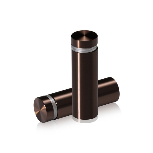 5/8'' Diameter X 1-3/4'' Barrel Length, Aluminum Flat Head Standoffs, Bronze Anodized Finish Easy Fasten Standoff (For Inside / Outside use) Tamper Proof Standoff [Required Material Hole Size: 7/16'']