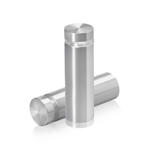 5/8'' Diameter X 1-3/4'' Barrel Length, Aluminum Flat Head Standoffs, Shiny Anodized Finish Easy Fasten Standoff (For Inside / Outside use) Tamper Proof Standoff [Required Material Hole Size: 7/16'']