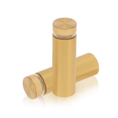 5/8'' Diameter X 1-3/4'' Barrel Length, Aluminum Flat Head Standoffs, Champagne Anodized Finish Easy Fasten Standoff (For Inside / Outside use) Tamper Proof Standoff [Required Material Hole Size: 7/16'']