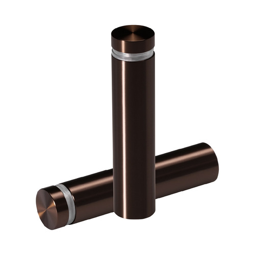 5/8'' Diameter X 2-1/2'' Barrel Length, Aluminum Flat Head Standoffs, Bronze Anodized Finish Easy Fasten Standoff (For Inside / Outside use) Tamper Proof Standoff [Required Material Hole Size: 7/16'']