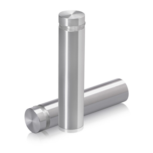 5/8'' Diameter X 2-1/2'' Barrel Length, Aluminum Flat Head Standoffs, Shiny Anodized Finish Easy Fasten Standoff (For Inside / Outside use) Tamper Proof Standoff [Required Material Hole Size: 7/16'']