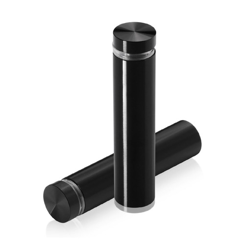 5/8'' Diameter X 2-1/2'' Barrel Length, Aluminum Flat Head Standoffs, Black Anodized Finish Easy Fasten Standoff (For Inside / Outside use) Tamper Proof Standoff [Required Material Hole Size: 7/16'']