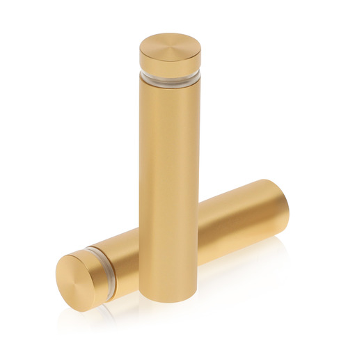 5/8'' Diameter X 2-1/2'' Barrel Length, Aluminum Flat Head Standoffs, Champagne Anodized Finish Easy Fasten Standoff (For Inside / Outside use) Tamper Proof Standoff [Required Material Hole Size: 7/16'']