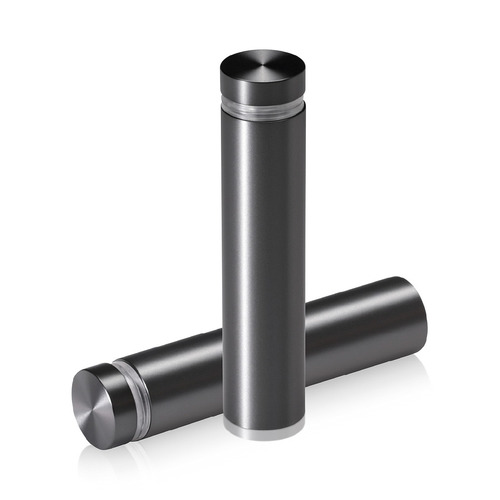 5/8'' Diameter X 2-1/2'' Barrel Length, Aluminum Flat Head Standoffs, Titanium Anodized Finish Easy Fasten Standoff (For Inside / Outside use) Tamper Proof Standoff [Required Material Hole Size: 7/16'']