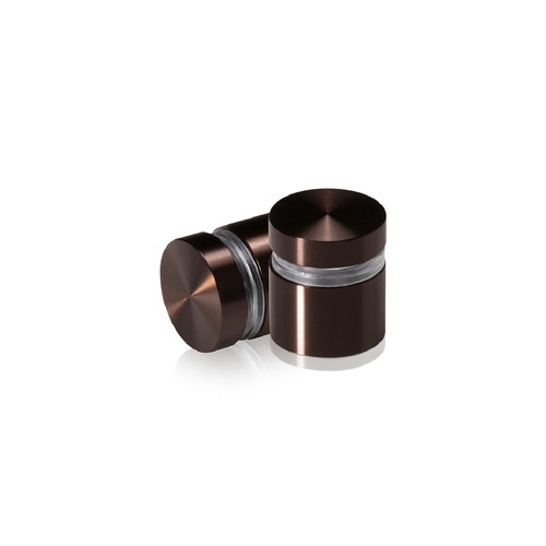 3/4'' Diameter X 1/2'' Barrel Length, Aluminum Flat Head Standoffs, Bronze Anodized Finish Easy Fasten Standoff (For Inside / Outside use) Tamper Proof Standoff [Required Material Hole Size: 7/16'']