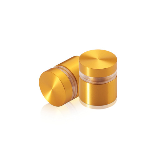 3/4'' Diameter X 1/2'' Barrel Length, Aluminum Flat Head Standoffs, Gold Anodized Finish Easy Fasten Standoff (For Inside / Outside use) Tamper Proof Standoff [Required Material Hole Size: 7/16'']