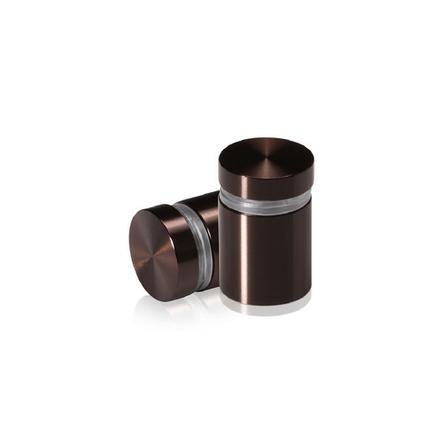3/4'' Diameter X 3/4'' Barrel Length, Aluminum Flat Head Standoffs, Bronze Anodized Finish Easy Fasten Standoff (For Inside / Outside use) Tamper Proof Standoff [Required Material Hole Size: 7/16'']