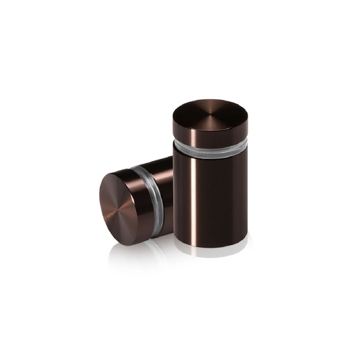 3/4'' Diameter X 1'' Barrel Length, Aluminum Flat Head Standoffs, Bronze Anodized Finish Easy Fasten Standoff (For Inside / Outside use) Tamper Proof Standoff [Required Material Hole Size: 7/16'']