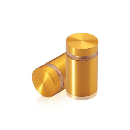 3/4'' Diameter X 1'' Barrel Length, Aluminum Flat Head Standoffs, Gold Anodized Finish Easy Fasten Standoff (For Inside / Outside use) Tamper Proof Standoff [Required Material Hole Size: 7/16'']