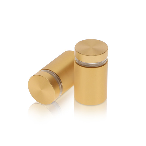 3/4'' Diameter X 1'' Barrel Length, Aluminum Flat Head Standoffs, Matte Champagne Anodized Finish Easy Fasten Standoff (For Inside / Outside use) Tamper Proof Standoff [Required Material Hole Size: 7/16'']