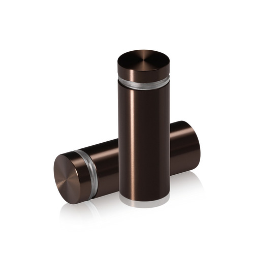 3/4'' Diameter X 1-3/4'' Barrel Length, Aluminum Flat Head Standoffs, Bronze Anodized Finish Easy Fasten Standoff (For Inside / Outside use) Tamper Proof Standoff [Required Material Hole Size: 7/16'']