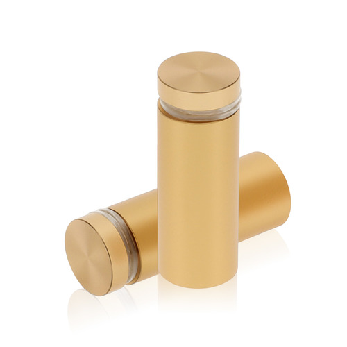3/4'' Diameter X 1-3/4'' Barrel Length, Aluminum Flat Head Standoffs, Matte Champagne Anodized Finish Easy Fasten Standoff (For Inside / Outside use) Tamper Proof Standoff [Required Material Hole Size: 7/16'']