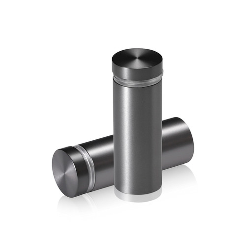 3/4'' Diameter X 1-3/4'' Barrel Length, Aluminum Flat Head Standoffs, Titanium Anodized Finish Easy Fasten Standoff (For Inside / Outside use) Tamper Proof Standoff [Required Material Hole Size: 7/16'']