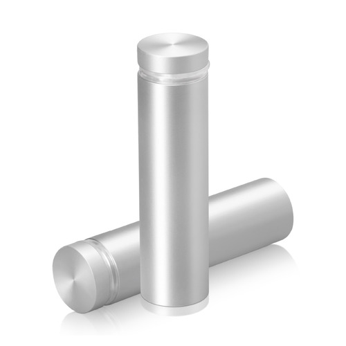 3/4'' Diameter X 2-1/2'' Barrel Length, Aluminum Flat Head Standoffs, Clear Anodized Finish Easy Fasten Standoff (For Inside / Outside use) Tamper Proof Standoff [Required Material Hole Size: 7/16'']