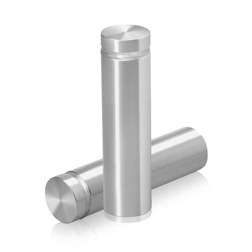 3/4'' Diameter X 2-1/2'' Barrel Length, Aluminum Flat Head Standoffs, Shiny Anodized Finish Easy Fasten Standoff (For Inside / Outside use) Tamper Proof Standoff [Required Material Hole Size: 7/16'']
