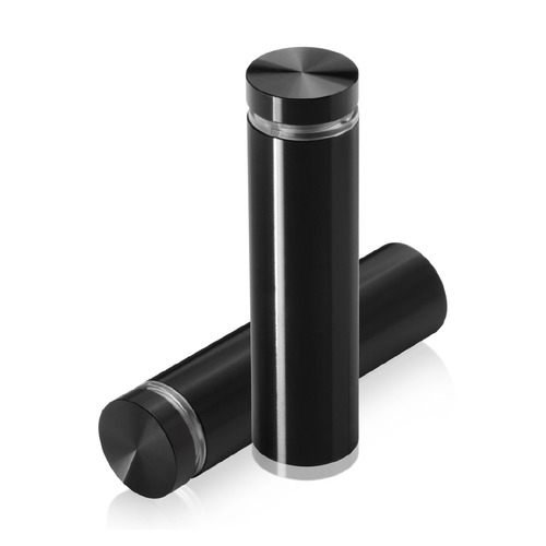 3/4'' Diameter X 2-1/2'' Barrel Length, Aluminum Flat Head Standoffs, Black Anodized Finish Easy Fasten Standoff (For Inside / Outside use) Tamper Proof Standoff [Required Material Hole Size: 7/16'']