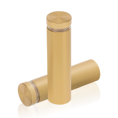 3/4'' Diameter X 2-1/2'' Barrel Length, Aluminum Flat Head Standoffs, Champagne Anodized Finish Easy Fasten Standoff (For Inside / Outside use) Tamper Proof Standoff [Required Material Hole Size: 7/16'']