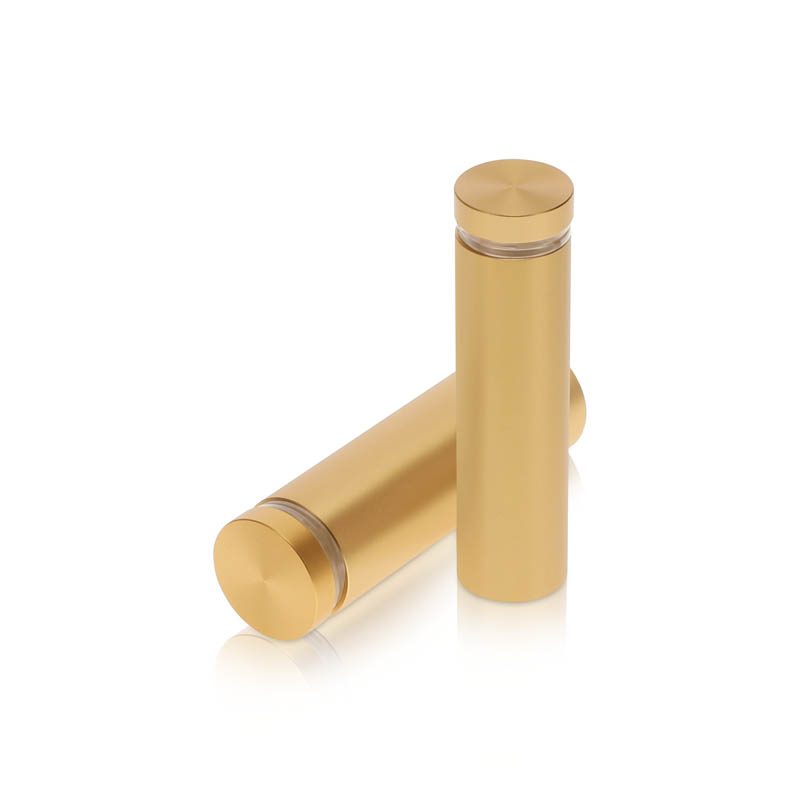 3/4'' Diameter X 2-1/2'' Barrel Length, Aluminum Flat Head Standoffs, Matte Champagne Anodized Finish Easy Fasten Standoff (For Inside / Outside use) Tamper Proof Standoff [Required Material Hole Size: 7/16'']