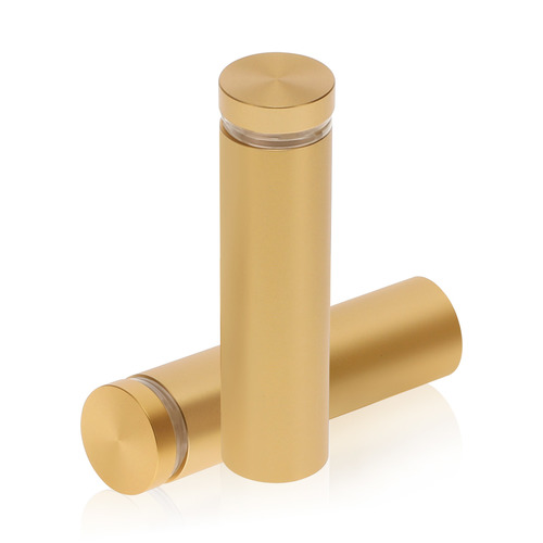 3/4'' Diameter X 2-1/2'' Barrel Length, Aluminum Flat Head Standoffs, Matte Champagne Anodized Finish Easy Fasten Standoff (For Inside / Outside use) Tamper Proof Standoff [Required Material Hole Size: 7/16'']