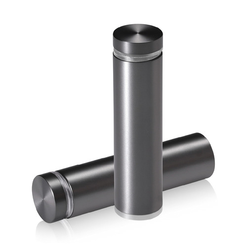 3/4'' Diameter X 2-1/2'' Barrel Length, Aluminum Flat Head Standoffs, Titanium Anodized Finish Easy Fasten Standoff (For Inside / Outside use) Tamper Proof Standoff [Required Material Hole Size: 7/16'']
