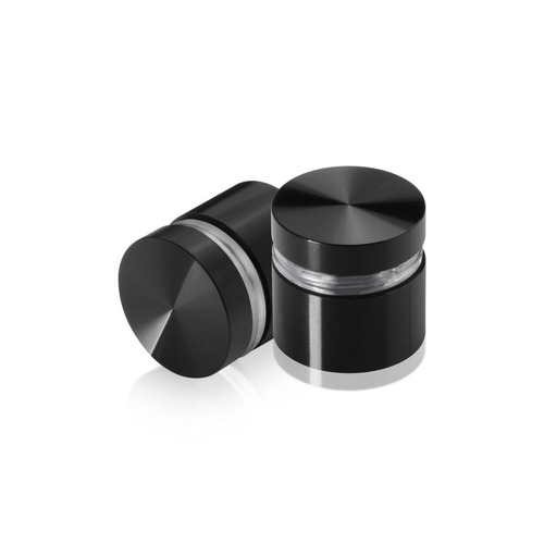 7/8'' Diameter X 1/2'' Barrel Length, Aluminum Flat Head Standoffs, Black Anodized Finish Easy Fasten Standoff (For Inside / Outside use) Tamper Proof Standoff [Required Material Hole Size: 7/16'']