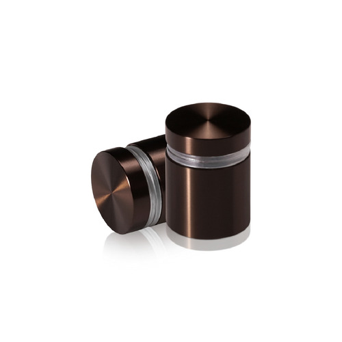 7/8'' Diameter X 3/4'' Barrel Length, Aluminum Flat Head Standoffs, Bronze Anodized Finish Easy Fasten Standoff (For Inside / Outside use) Tamper Proof Standoff [Required Material Hole Size: 7/16'']