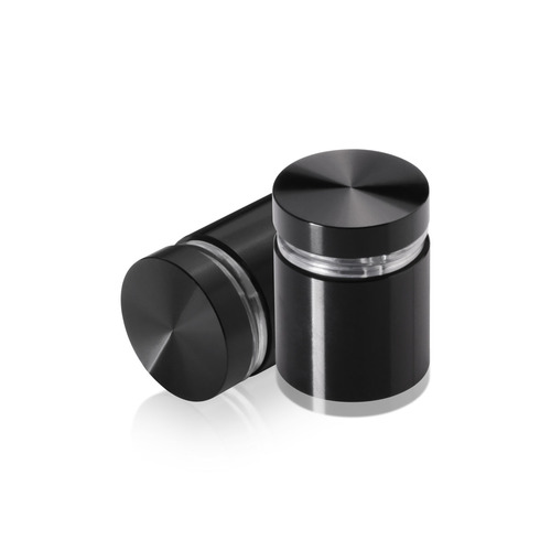 7/8'' Diameter X 3/4'' Barrel Length, Aluminum Flat Head Standoffs, Black Anodized Finish Easy Fasten Standoff (For Inside / Outside use) Tamper Proof Standoff [Required Material Hole Size: 7/16'']