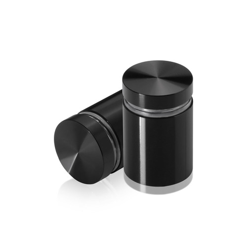 7/8'' Diameter X 1'' Barrel Length, Aluminum Flat Head Standoffs, Black Anodized Finish Easy Fasten Standoff (For Inside / Outside use) Tamper Proof Standoff [Required Material Hole Size: 7/16'']