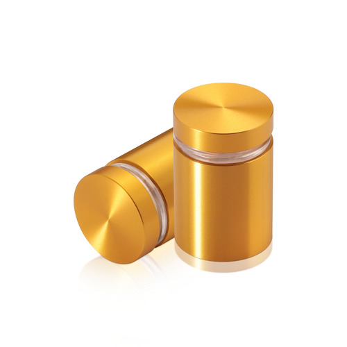 7/8'' Diameter X 1'' Barrel Length, Aluminum Flat Head Standoffs, Gold Anodized Finish Easy Fasten Standoff (For Inside / Outside use) Tamper Proof Standoff [Required Material Hole Size: 7/16'']
