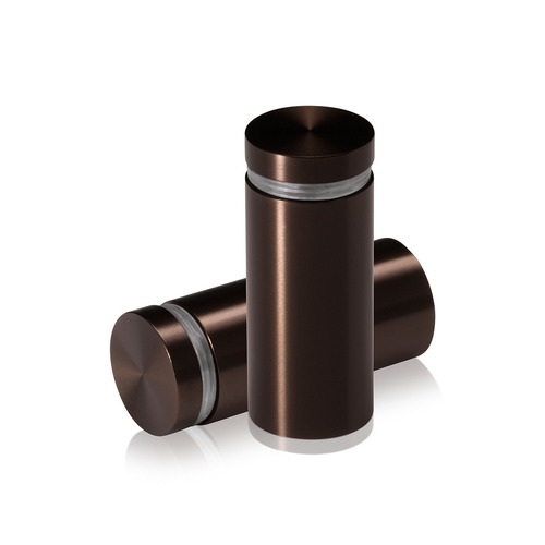 7/8'' Diameter X 1-3/4'' Barrel Length, Aluminum Flat Head Standoffs, Bronze Anodized Finish Easy Fasten Standoff (For Inside / Outside use) Tamper Proof Standoff [Required Material Hole Size: 7/16'']