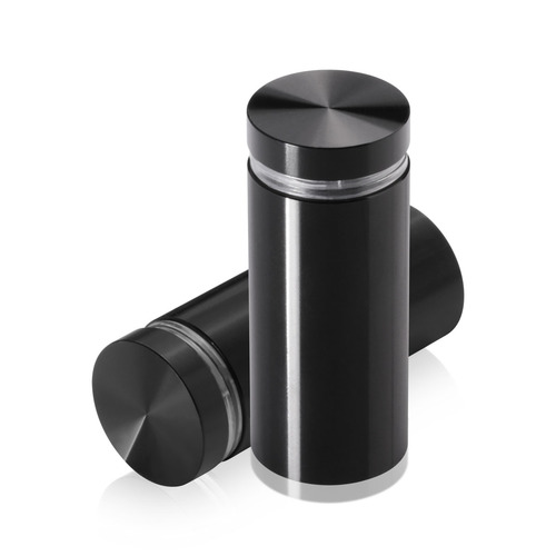 7/8'' Diameter X 1-3/4'' Barrel Length, Aluminum Flat Head Standoffs, Black Anodized Finish Easy Fasten Standoff (For Inside / Outside use) Tamper Proof Standoff [Required Material Hole Size: 7/16'']
