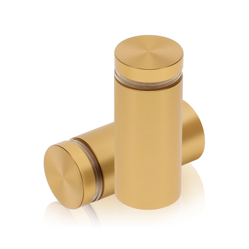 7/8'' Diameter X 1-3/4'' Barrel Length, Aluminum Flat Head Standoffs, Champagne Anodized Finish Easy Fasten Standoff (For Inside / Outside use) Tamper Proof Standoff [Required Material Hole Size: 7/16'']