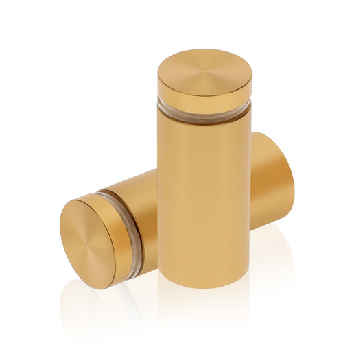7/8'' Diameter X 1-3/4'' Barrel Length, Aluminum Flat Head Standoffs, Matte Champagne Anodized Finish Easy Fasten Standoff (For Inside / Outside use) Tamper Proof Standoff [Required Material Hole Size: 7/16'']