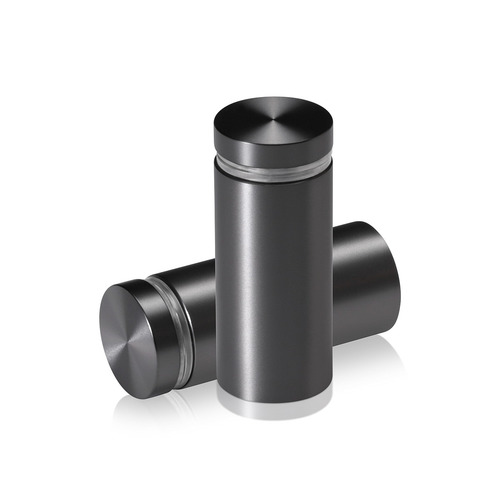 7/8'' Diameter X 1-3/4'' Barrel Length, Aluminum Flat Head Standoffs, Titanium Anodized Finish Easy Fasten Standoff (For Inside / Outside use) Tamper Proof Standoff [Required Material Hole Size: 7/16'']