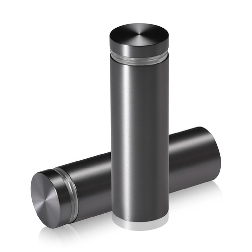 7/8'' Diameter X 2-1/2'' Barrel Length, Aluminum Flat Head Standoffs, Titanium Anodized Finish Easy Fasten Standoff (For Inside / Outside use) Tamper Proof Standoff [Required Material Hole Size: 7/16'']