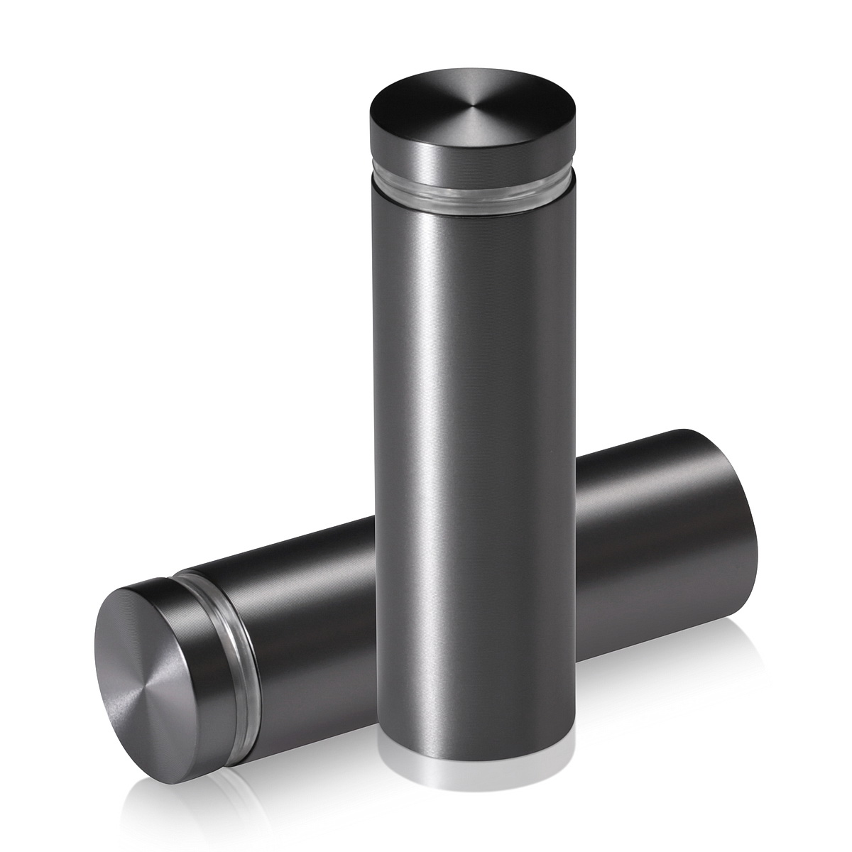 7/8'' Diameter X 2-1/2'' Barrel Length, Aluminum Flat Head Standoffs, Titanium Anodized Finish Easy Fasten Standoff (For Inside / Outside use) Tamper Proof Standoff [Required Material Hole Size: 7/16'']