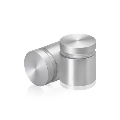 1'' Diameter X 3/4'' Barrel Length, Aluminum Flat Head Standoffs, Clear Anodized Finish Easy Fasten Standoff (For Inside / Outside use) Tamper Proof Standoff [Required Material Hole Size: 7/16'']