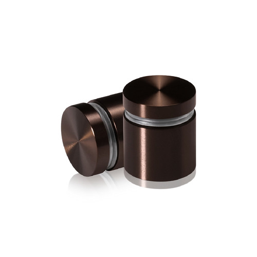 1'' Diameter X 3/4'' Barrel Length, Aluminum Flat Head Standoffs, Bronze Anodized Finish Easy Fasten Standoff (For Inside / Outside use) Tamper Proof Standoff [Required Material Hole Size: 7/16'']