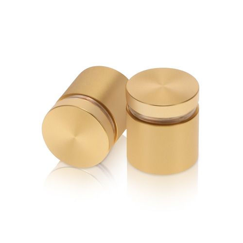 1'' Diameter X 3/4'' Barrel Length, Aluminum Flat Head Standoffs, Champagne Anodized Finish Easy Fasten Standoff (For Inside / Outside use) Tamper Proof Standoff [Required Material Hole Size: 7/16'']