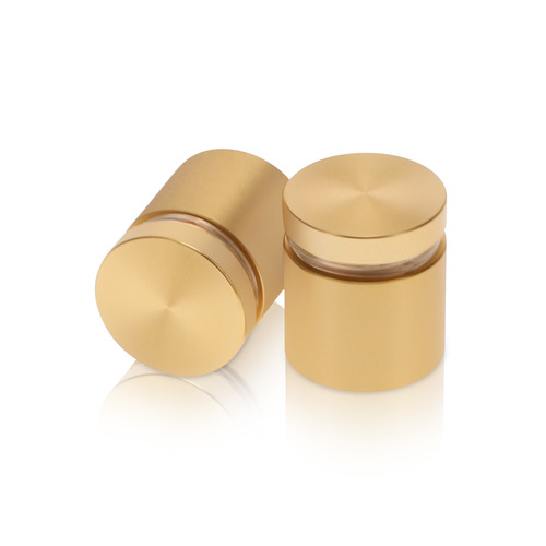 1'' Diameter X 3/4'' Barrel Length, Aluminum Flat Head Standoffs, Matte Champagne Anodized Finish Easy Fasten Standoff (For Inside / Outside use) Tamper Proof Standoff [Required Material Hole Size: 7/16'']